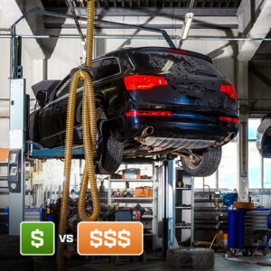 Cars on lifts in an Alaskan auto shop